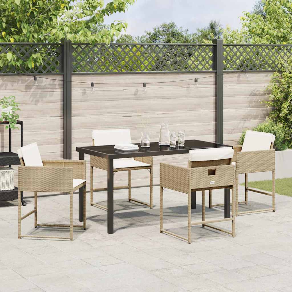 Garten Essgruppe mit Kissen 5 pcs Beige Poly-Rattan