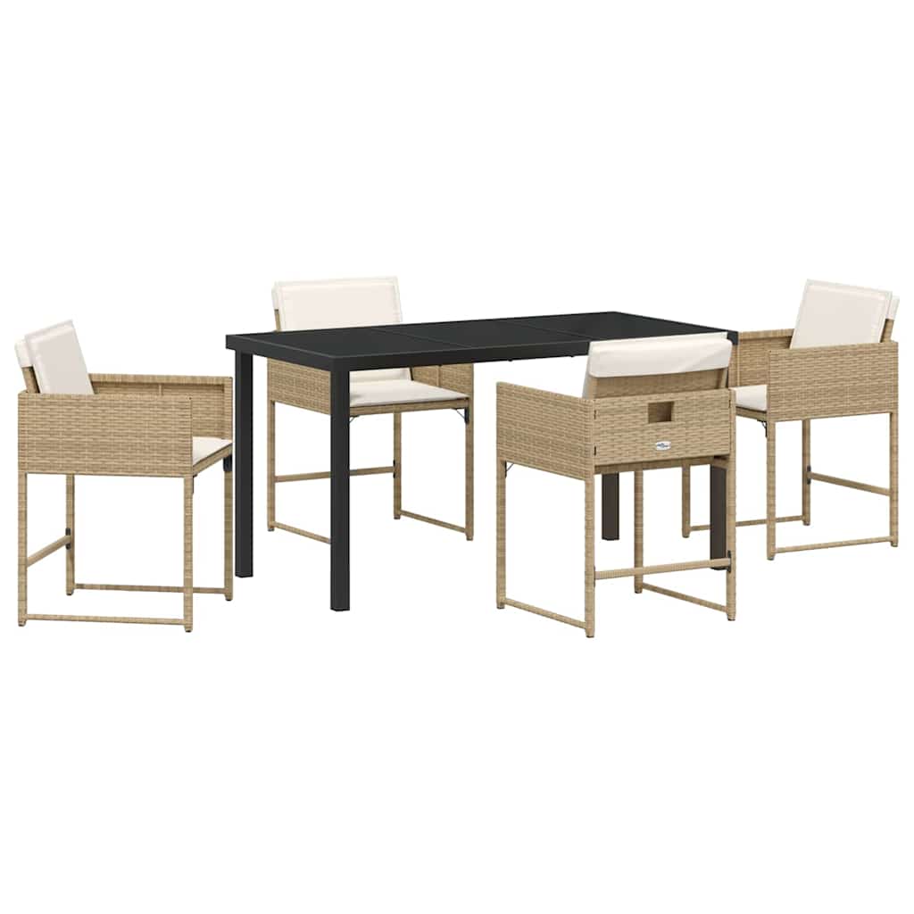 Garten Essgruppe mit Kissen 5 pcs Beige Poly-Rattan