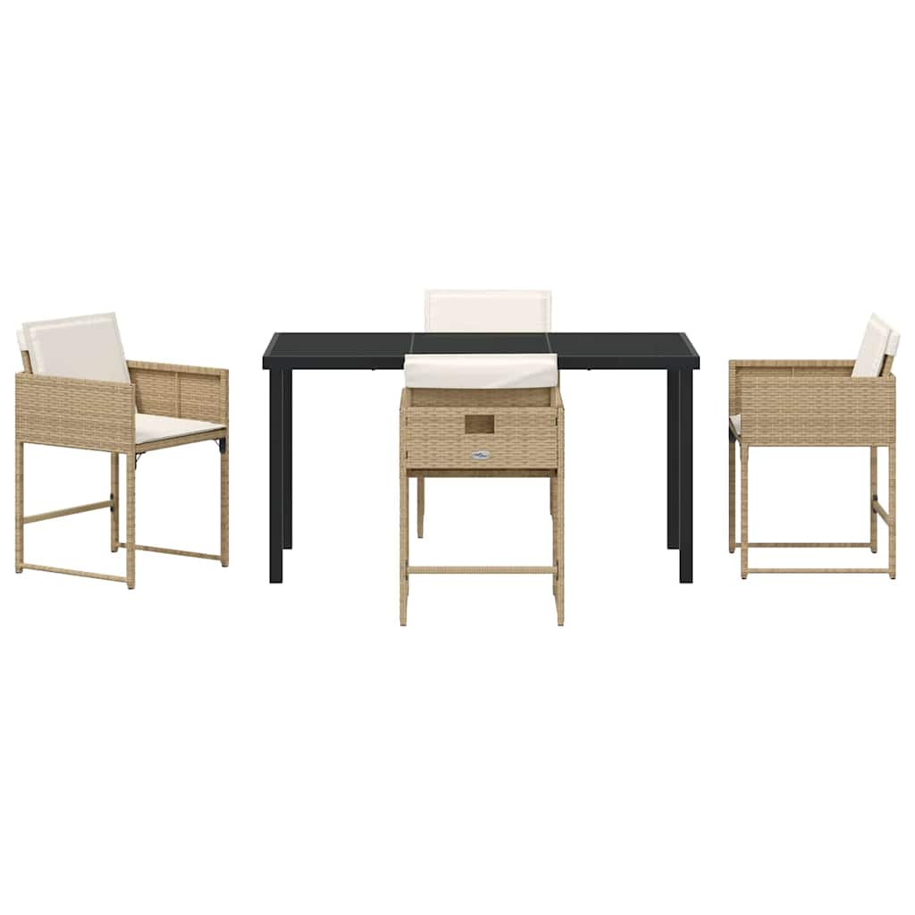 Garten Essgruppe mit Kissen 5 pcs Beige Poly-Rattan