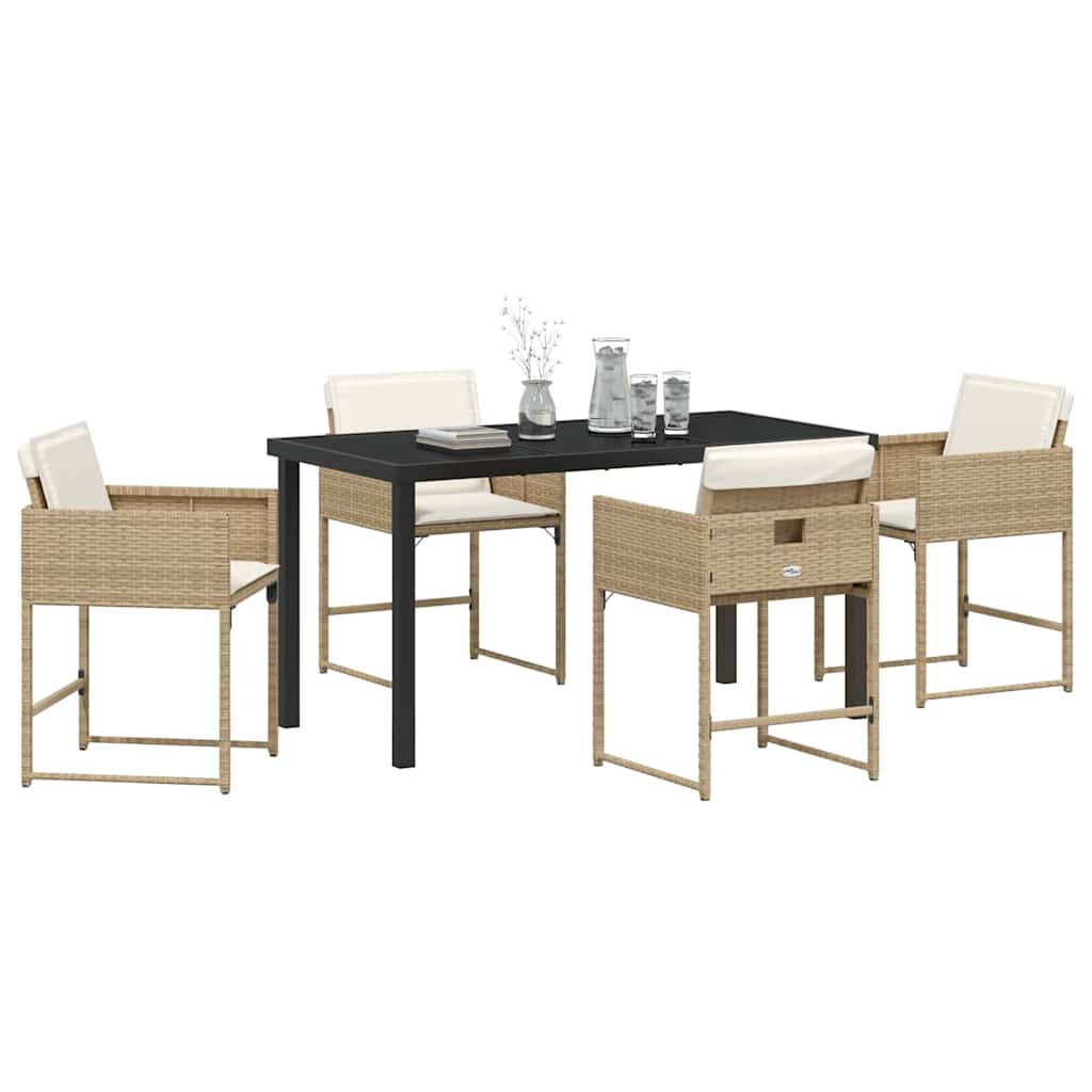 Garten Essgruppe mit Kissen 5 pcs Beige Poly-Rattan