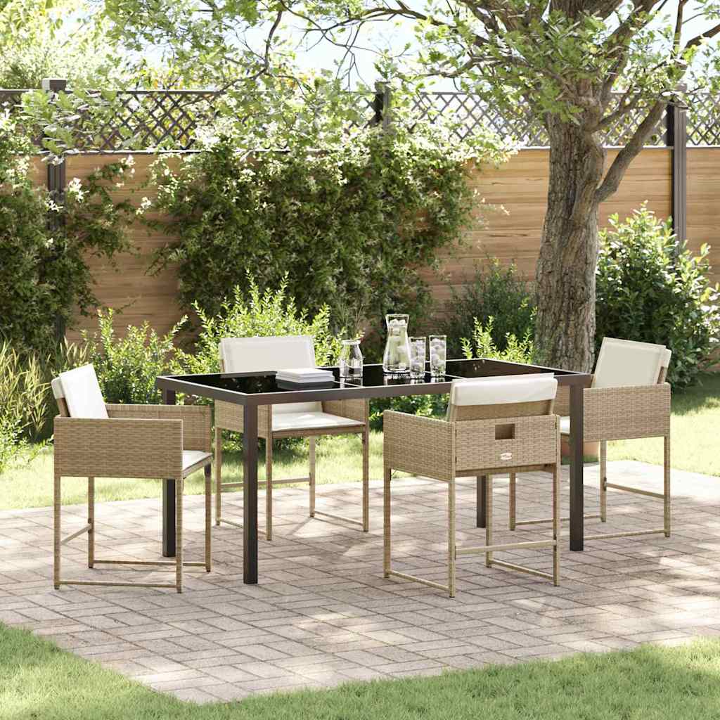 Garten Essgruppe mit Kissen 5 pcs Beige Poly-Rattan