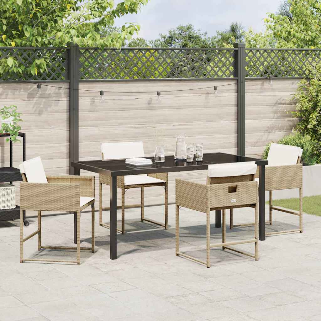 Garten Essgruppe mit Kissen 5 pcs Beige Poly-Rattan