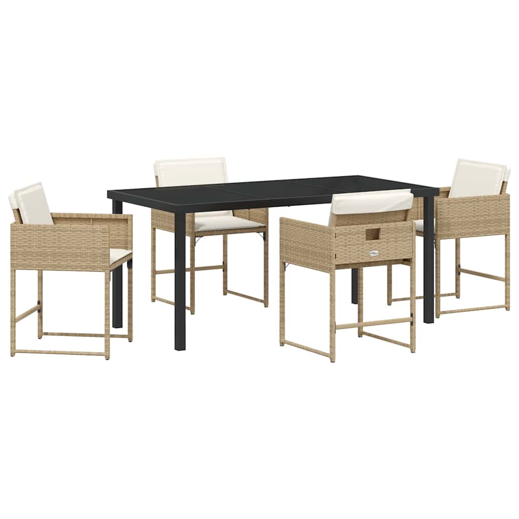 Garten Essgruppe mit Kissen 5 pcs Beige Poly-Rattan