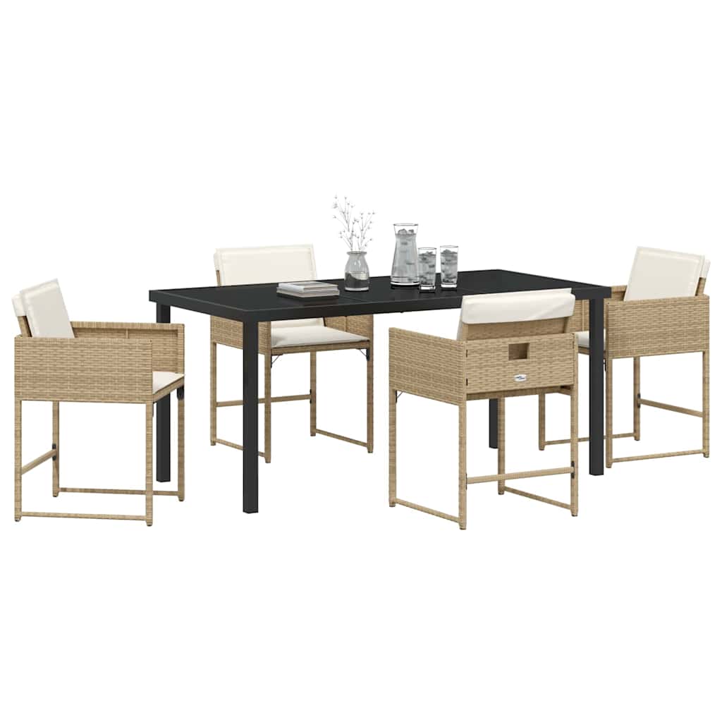Garten Essgruppe mit Kissen 5 pcs Beige Poly-Rattan