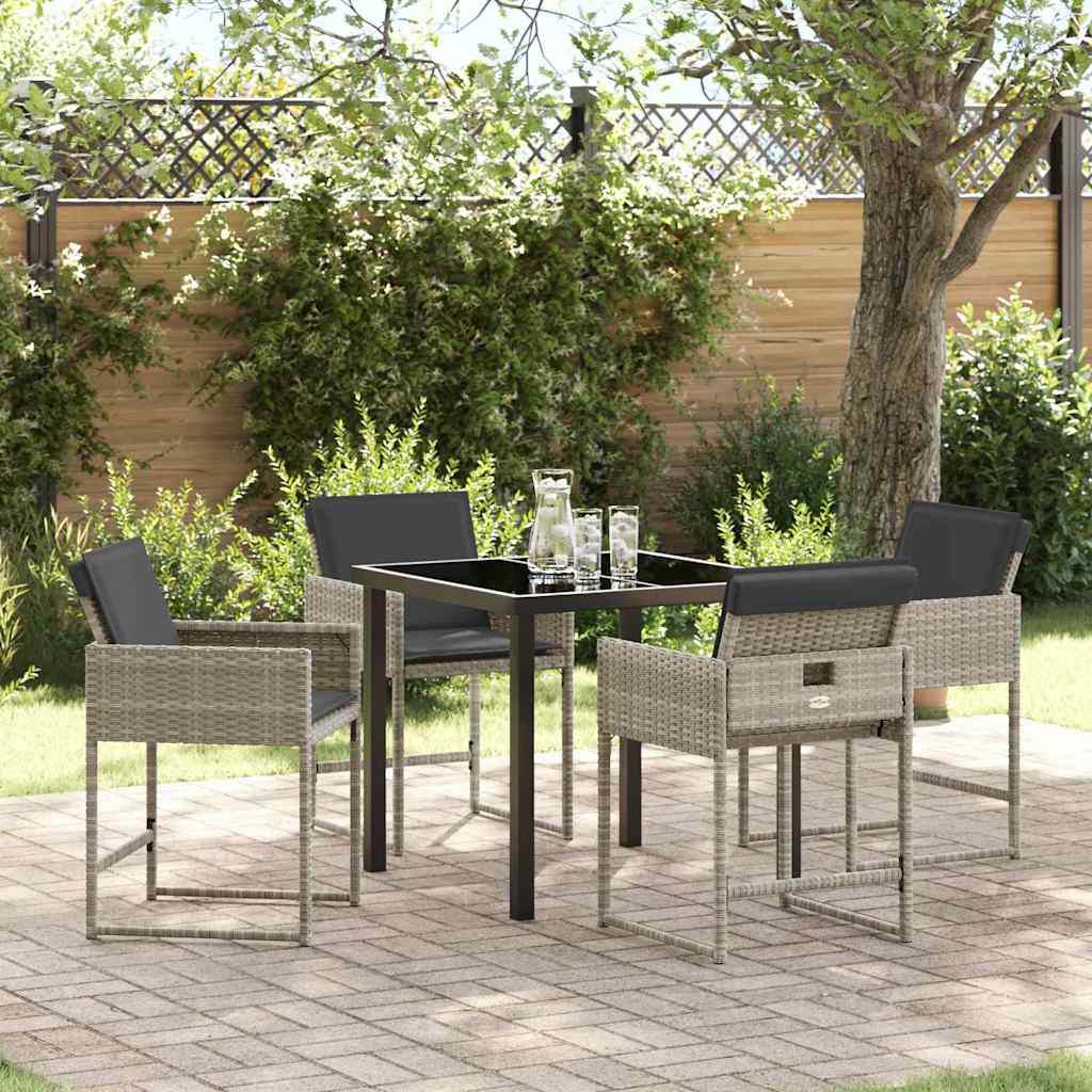 Garten Essgruppe mit Kissen 5 pcs Hellgrau Poly-Rattan