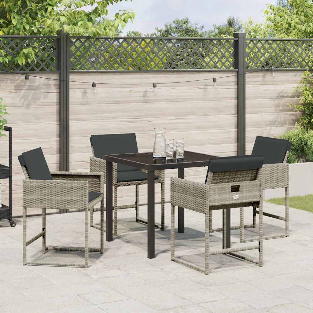 Garten Essgruppe mit Kissen 5 pcs Hellgrau Poly-Rattan