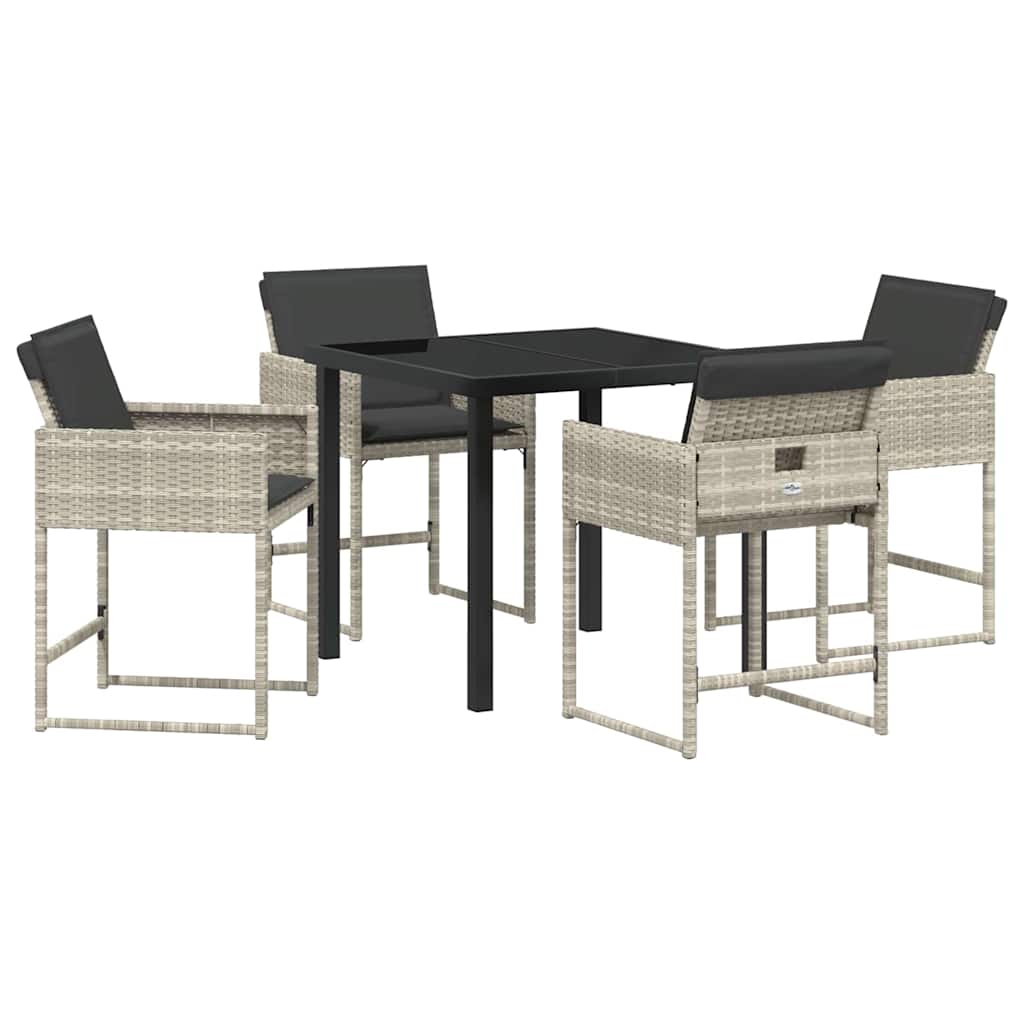 Garten Essgruppe mit Kissen 5 pcs Hellgrau Poly-Rattan