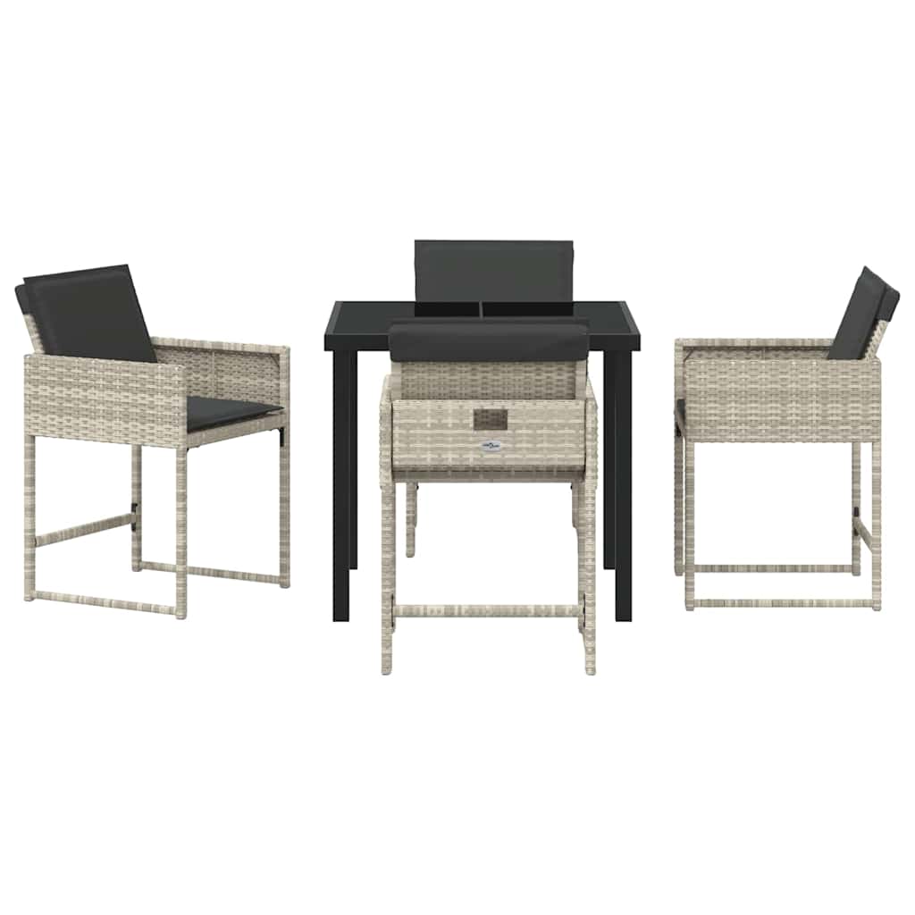 Garten Essgruppe mit Kissen 5 pcs Hellgrau Poly-Rattan