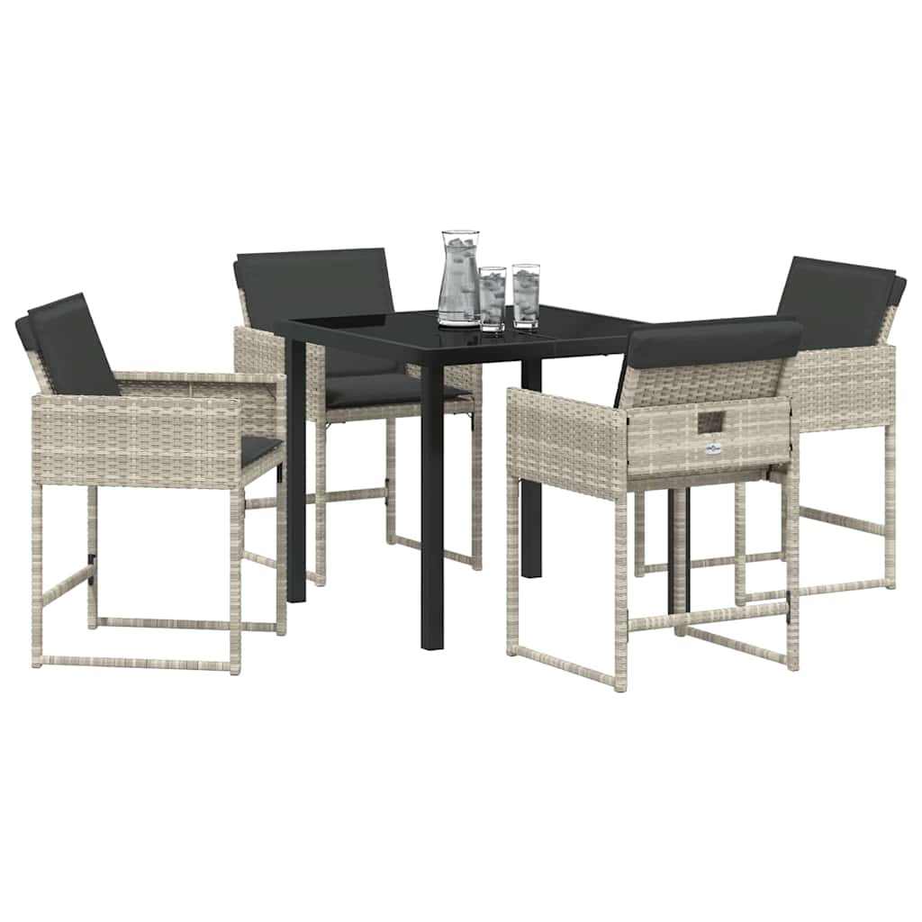 Garten Essgruppe mit Kissen 5 pcs Hellgrau Poly-Rattan