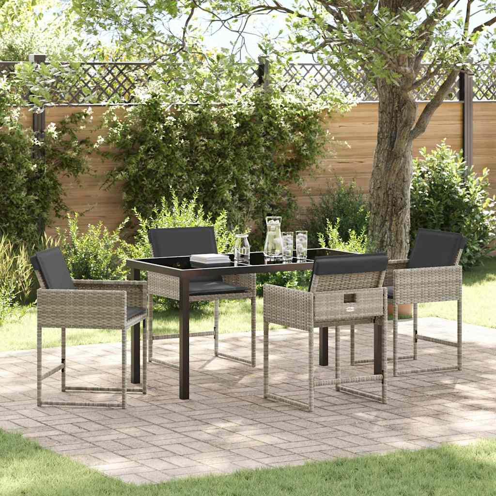 Garten Essgruppe mit Kissen 5 pcs Hellgrau Poly-Rattan