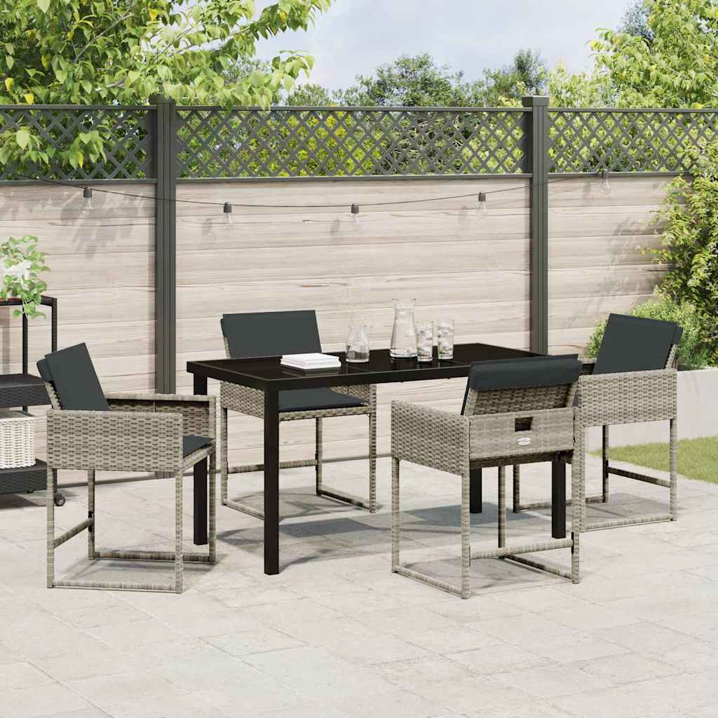 Garten Essgruppe mit Kissen 5 pcs Hellgrau Poly-Rattan