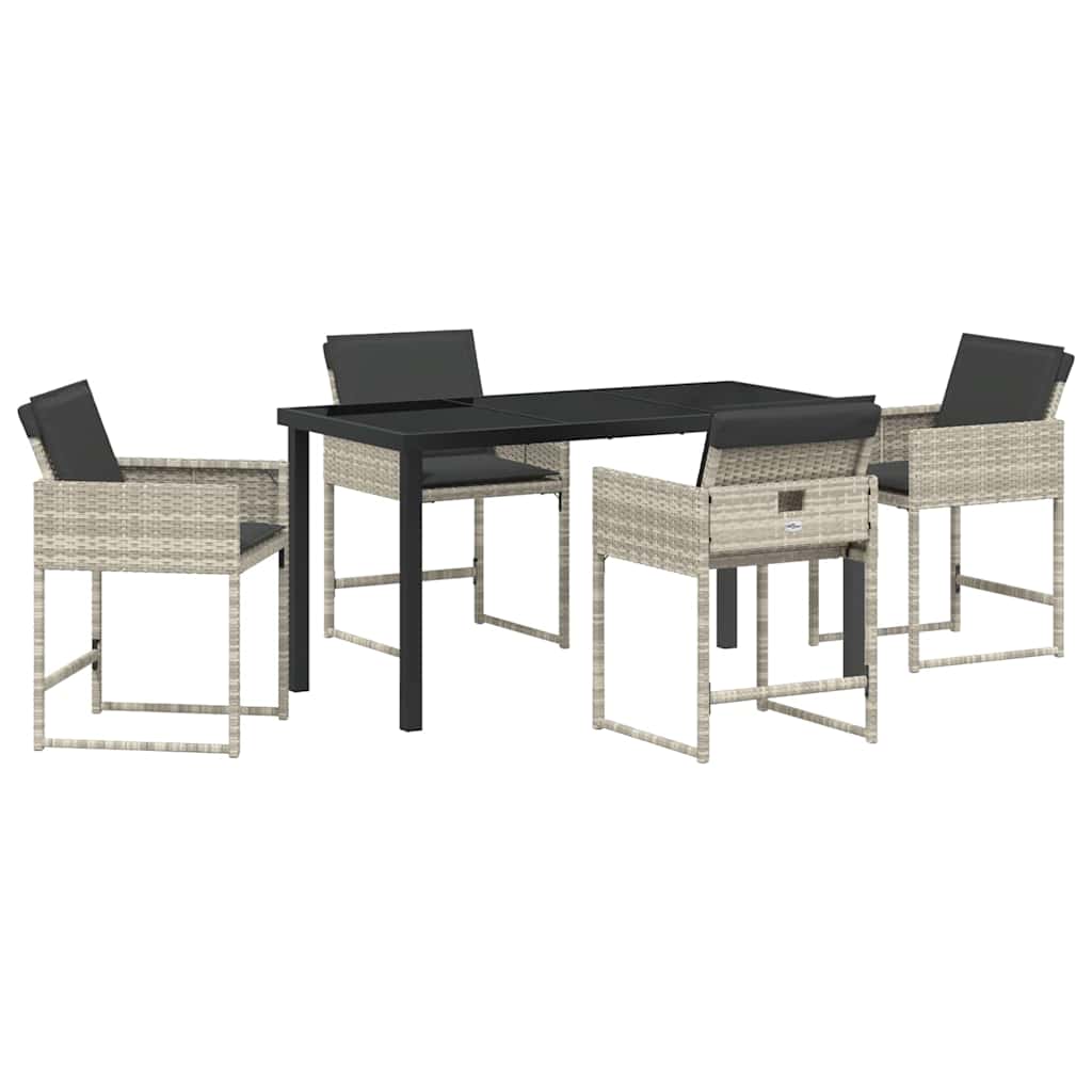 Garten Essgruppe mit Kissen 5 pcs Hellgrau Poly-Rattan