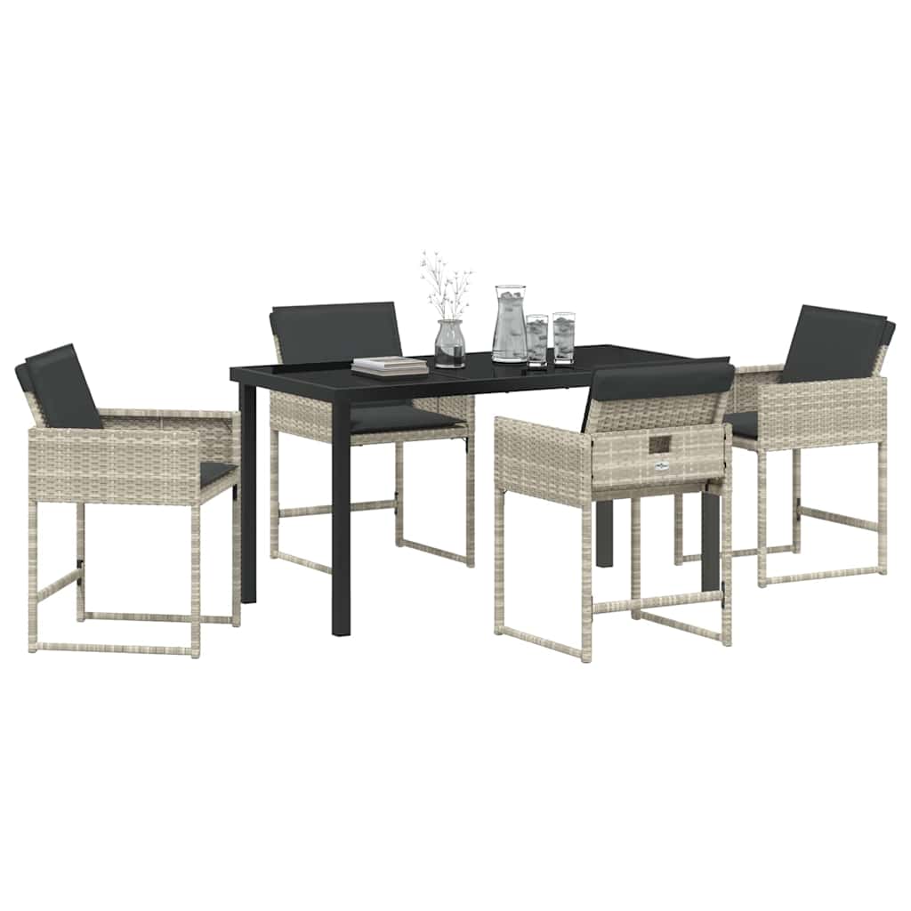 Garten Essgruppe mit Kissen 5 pcs Hellgrau Poly-Rattan
