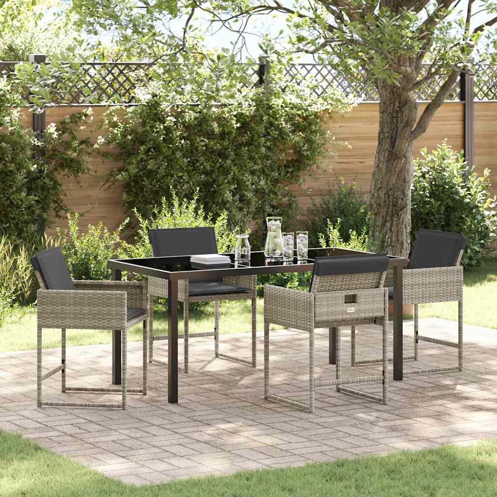 Garten Essgruppe mit Kissen 5 pcs Hellgrau Poly-Rattan