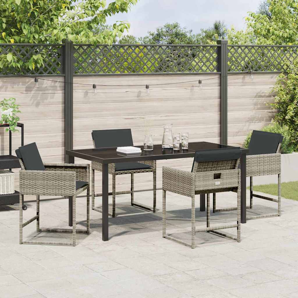Garten Essgruppe mit Kissen 5 pcs Hellgrau Poly-Rattan