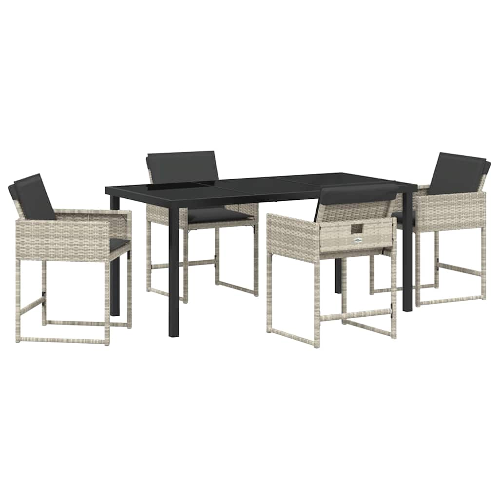 Garten Essgruppe mit Kissen 5 pcs Hellgrau Poly-Rattan