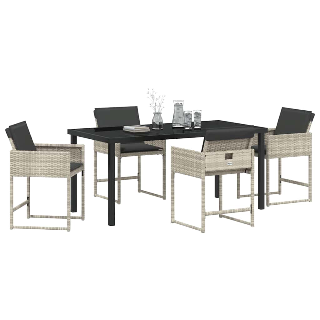 Garten Essgruppe mit Kissen 5 pcs Hellgrau Poly-Rattan