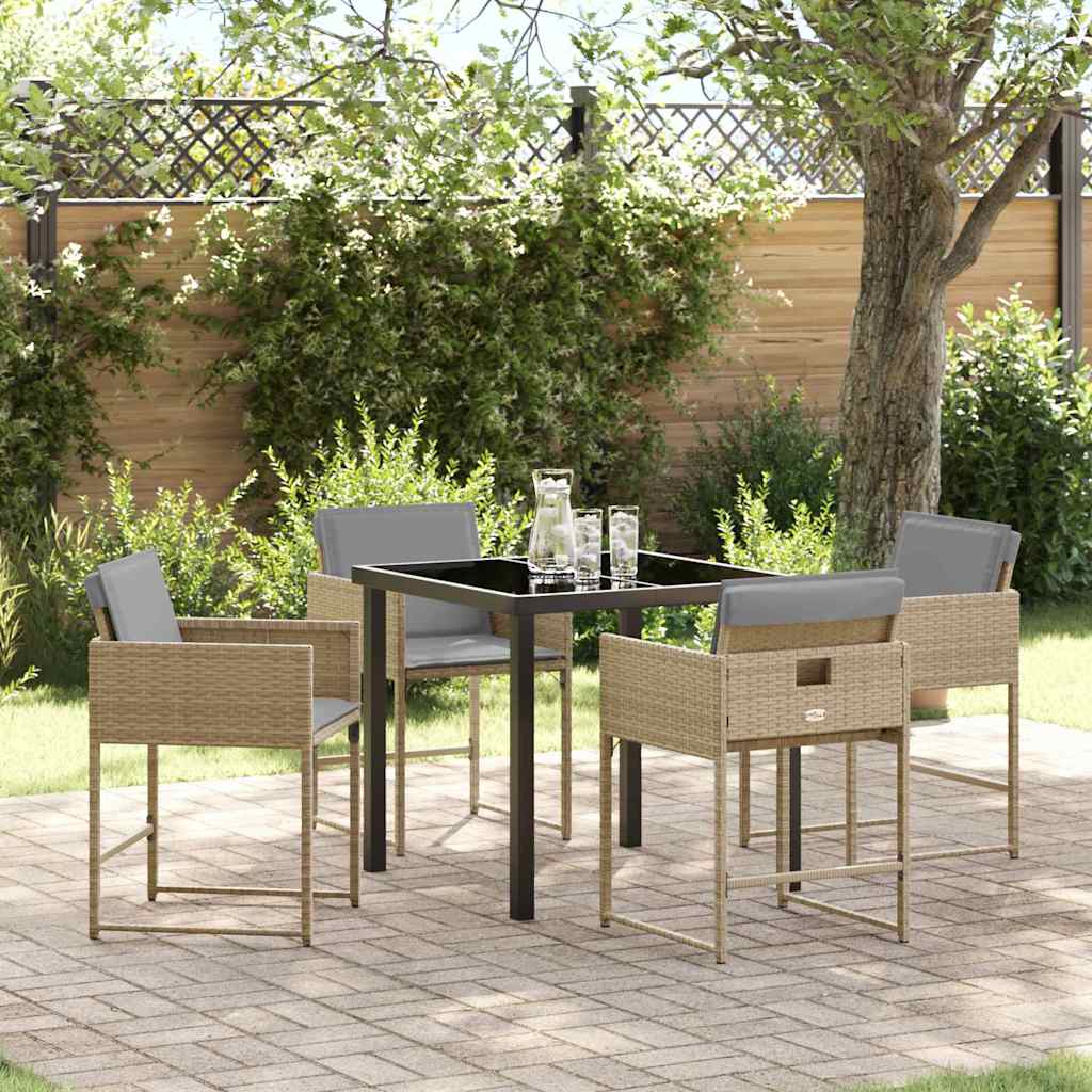 Garten Essgruppe mit Kissen 5 pcs Beige Poly-Rattan