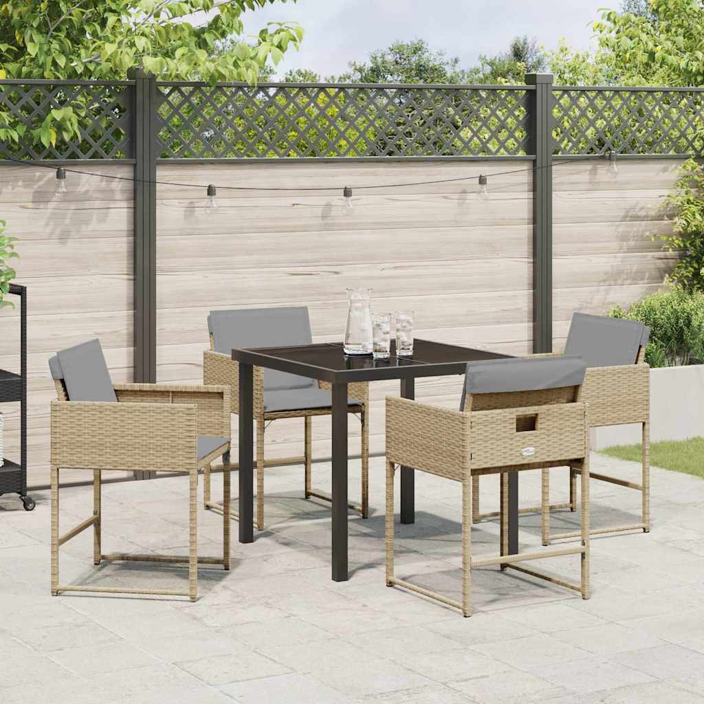 Garten Essgruppe mit Kissen 5 pcs Beige Poly-Rattan
