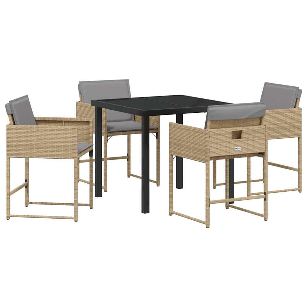Garten Essgruppe mit Kissen 5 pcs Beige Poly-Rattan