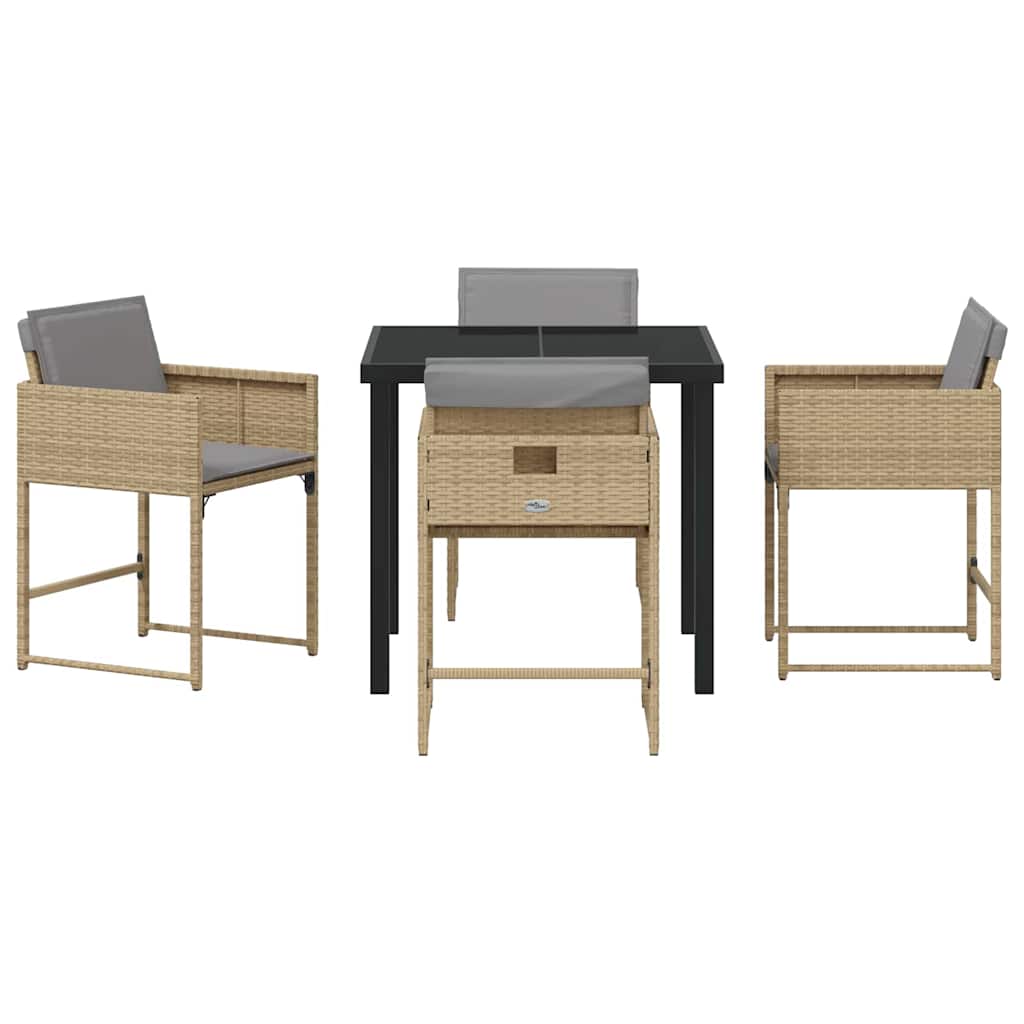 Garten Essgruppe mit Kissen 5 pcs Beige Poly-Rattan