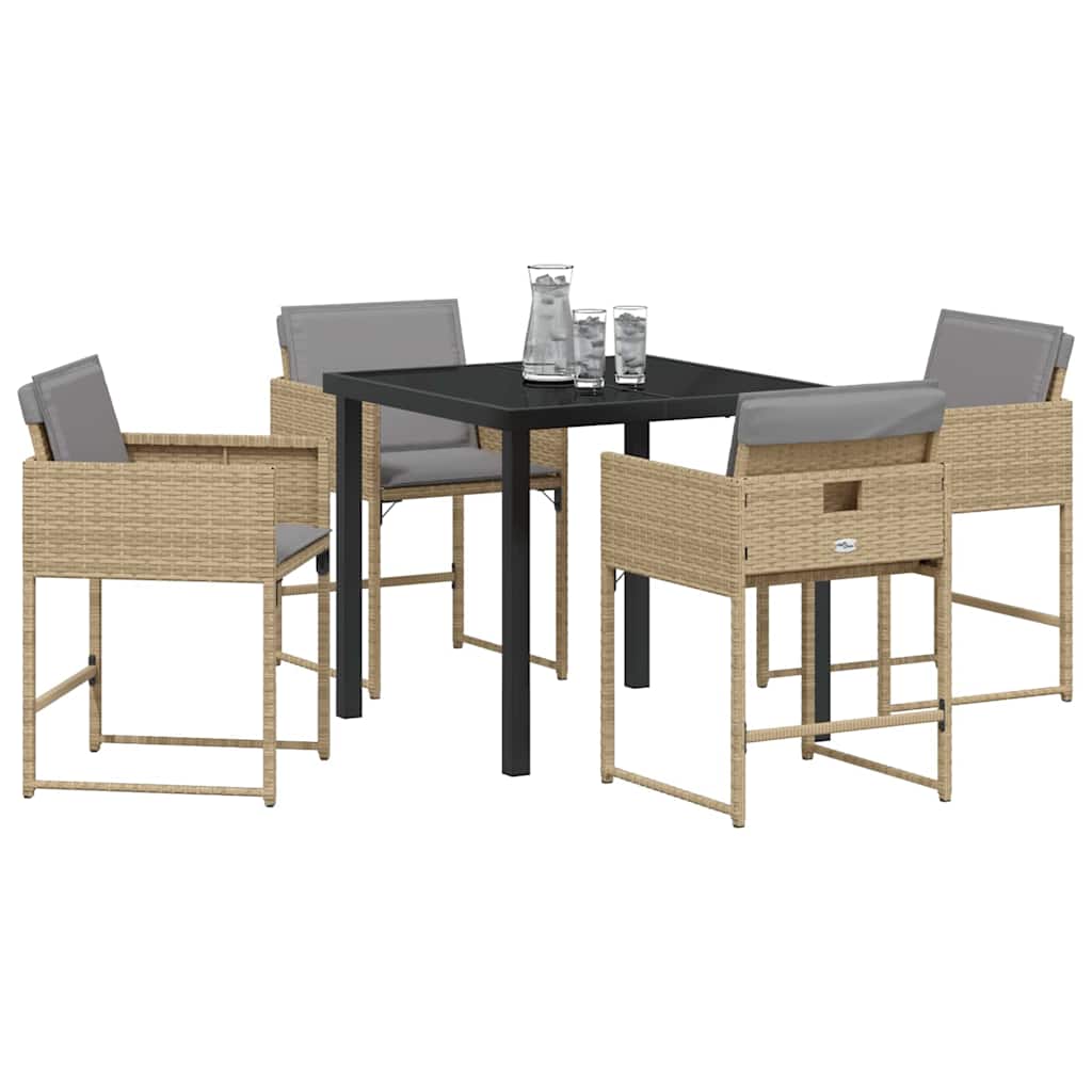 Garten Essgruppe mit Kissen 5 pcs Beige Poly-Rattan