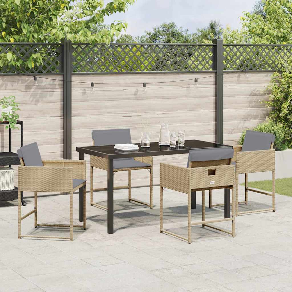 Garten Essgruppe mit Kissen 5 pcs Beige Poly-Rattan