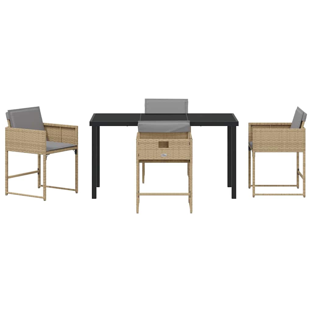 Garten Essgruppe mit Kissen 5 pcs Beige Poly-Rattan