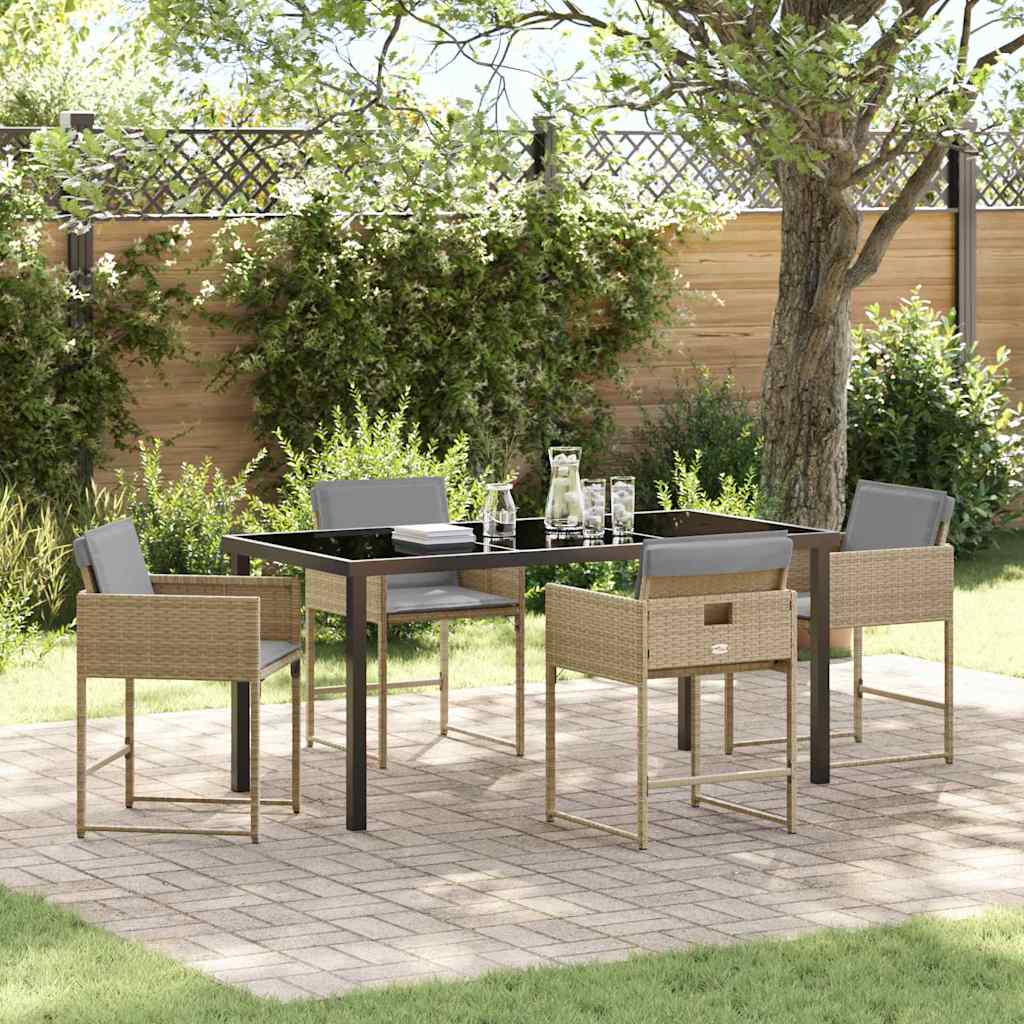 Garten Essgruppe mit Kissen 5 pcs Beige Poly-Rattan
