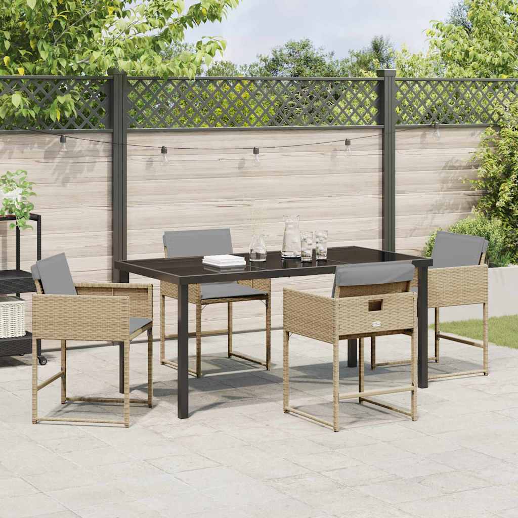 Garten Essgruppe mit Kissen 5 pcs Beige Poly-Rattan