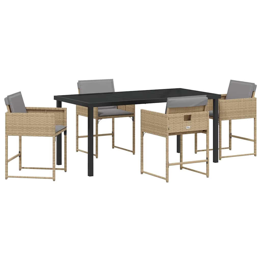 Garten Essgruppe mit Kissen 5 pcs Beige Poly-Rattan