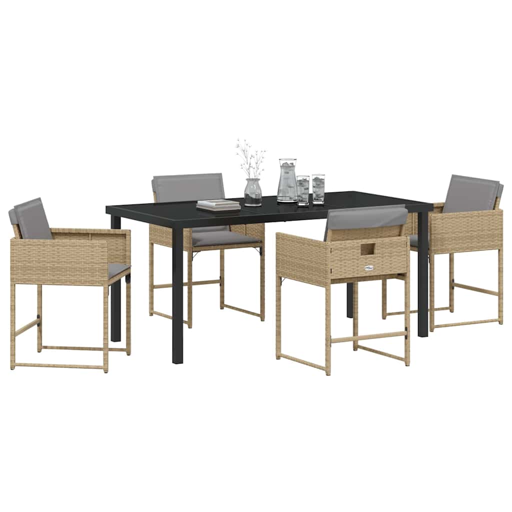 Garten Essgruppe mit Kissen 5 pcs Beige Poly-Rattan