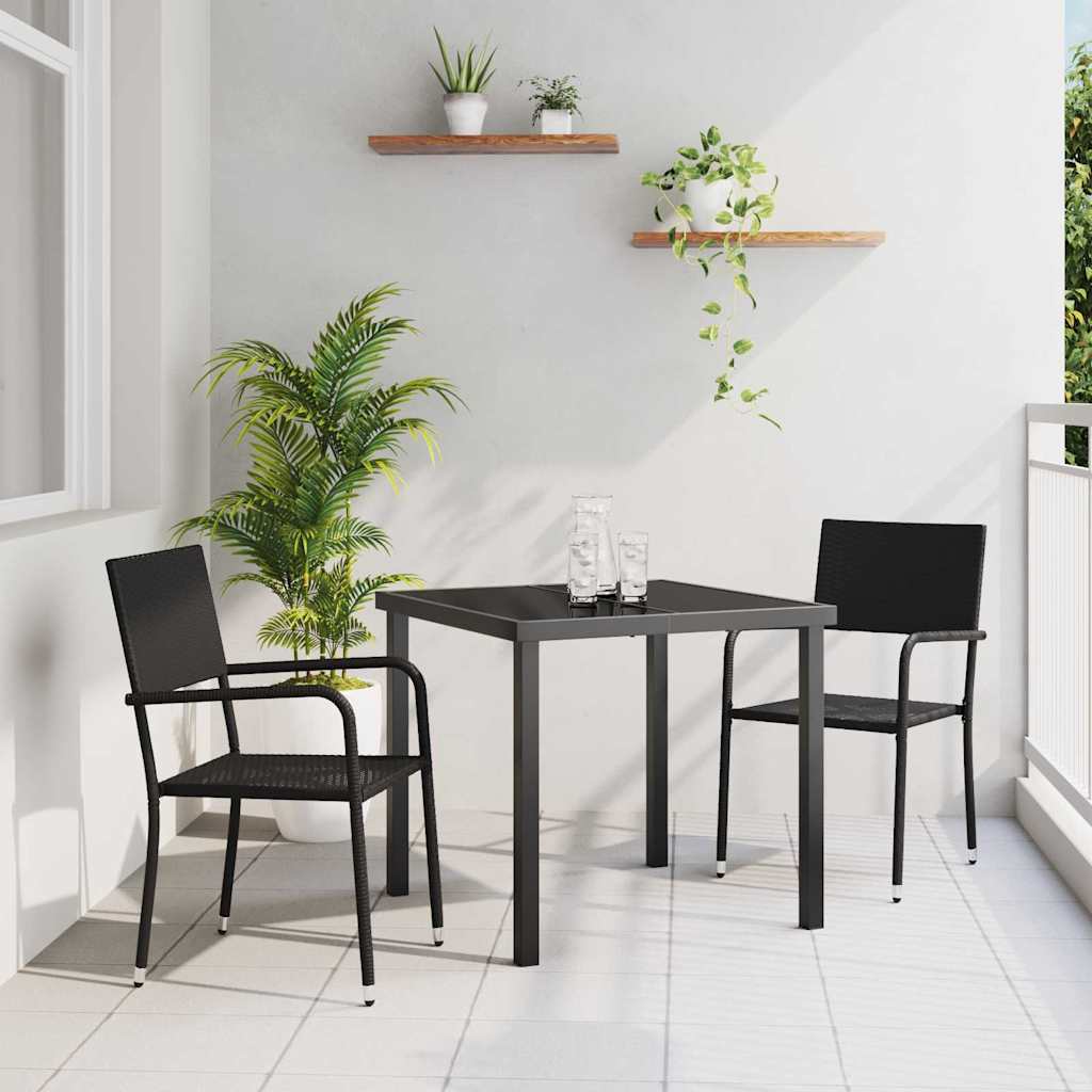 Garten Essgruppe mit Kissen 3 pcs Schwarz Poly-Rattan