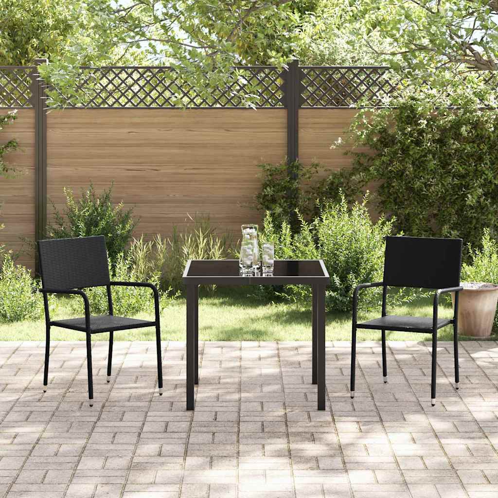 Garten Essgruppe mit Kissen 3 pcs Schwarz Poly-Rattan