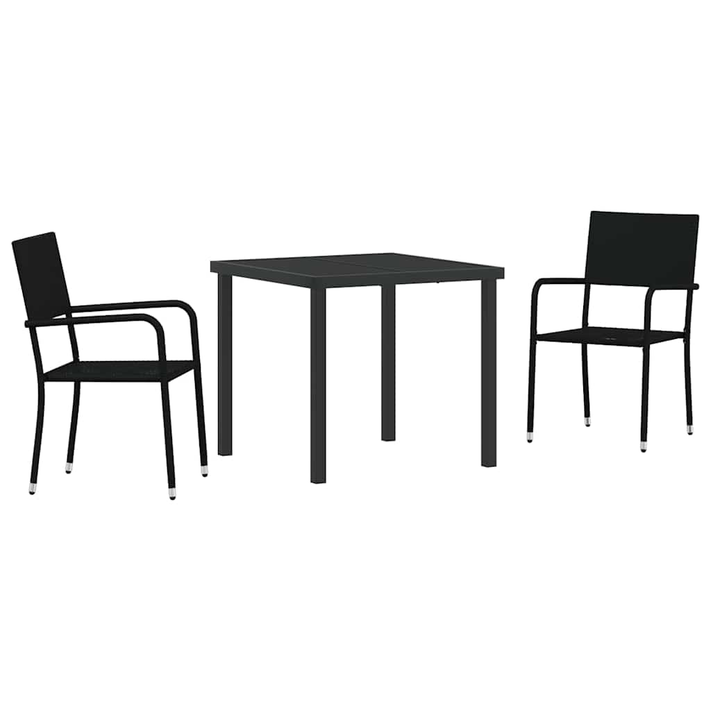 Garten Essgruppe mit Kissen 3 pcs Schwarz Poly-Rattan