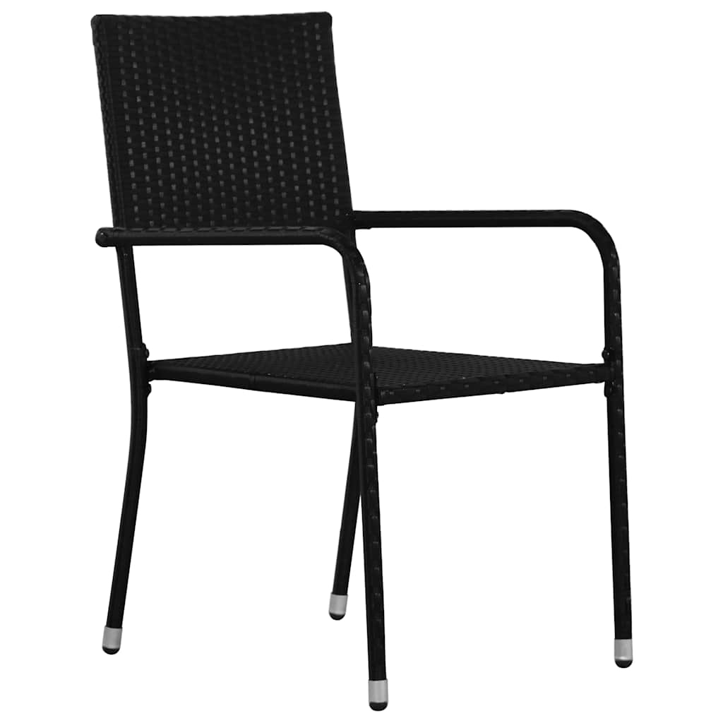 Garten Essgruppe mit Kissen 3 pcs Schwarz Poly-Rattan