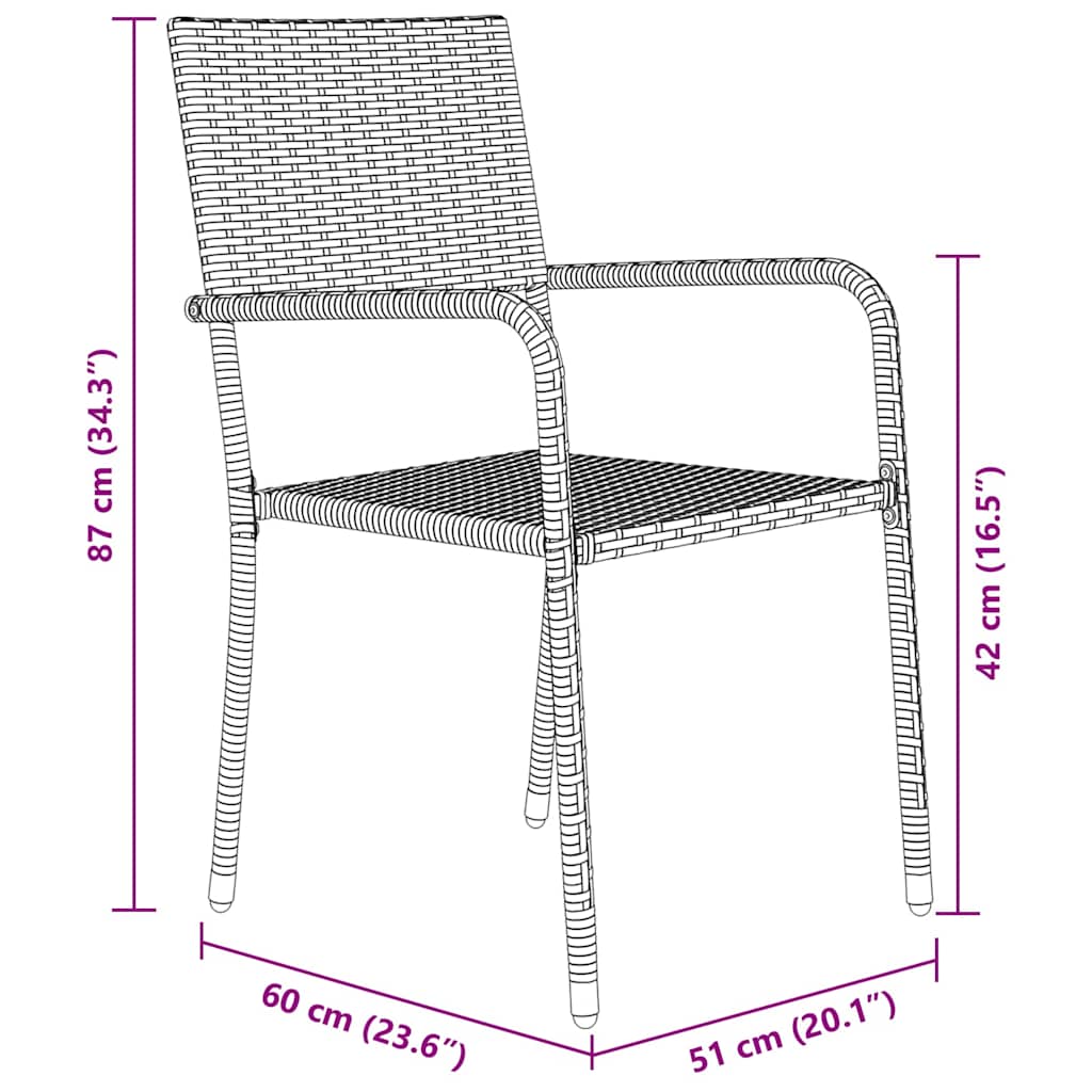 Garten Essgruppe mit Kissen 3 pcs Schwarz Poly-Rattan