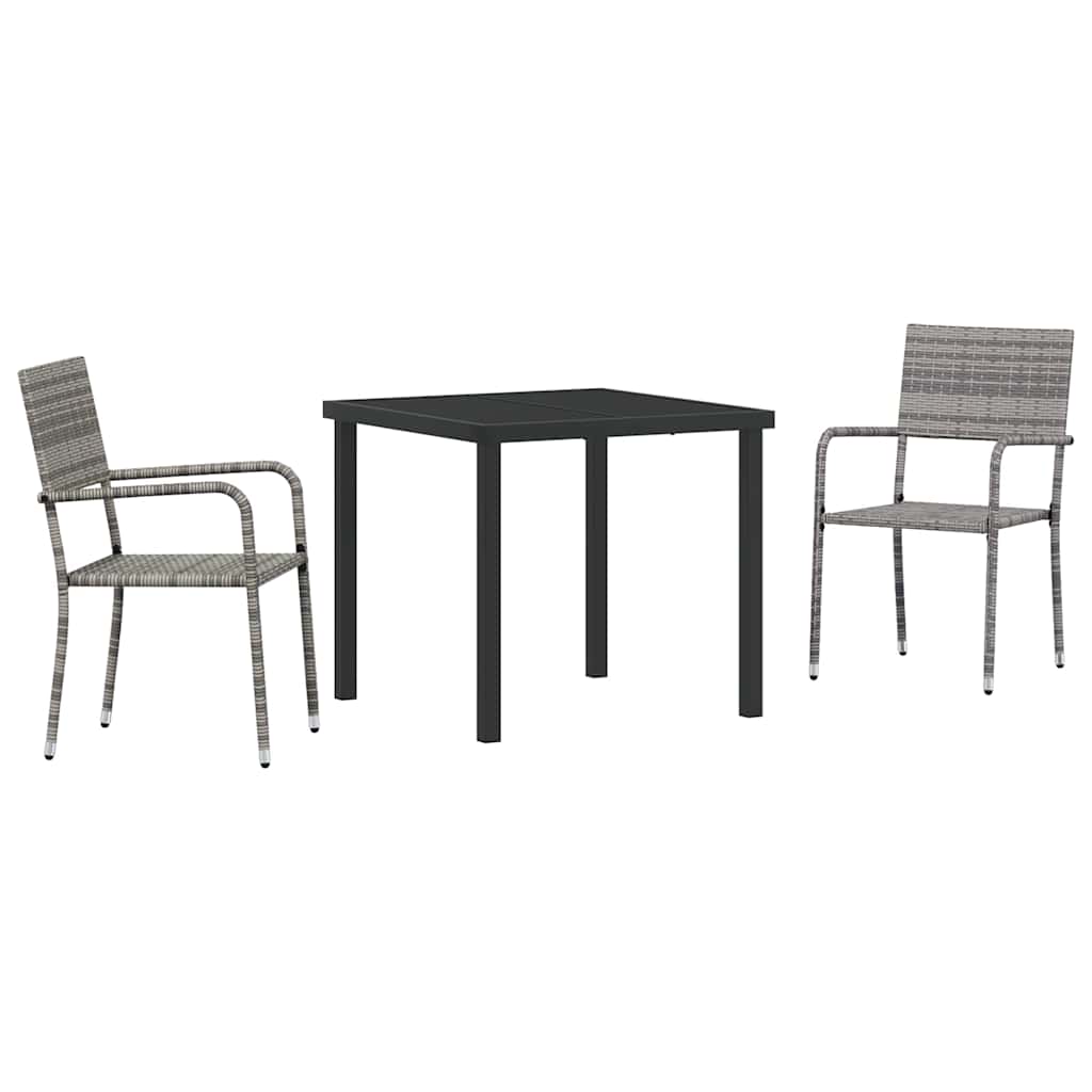 Garten Essgruppe mit Kissen 3 pcs Grau Poly-Rattan