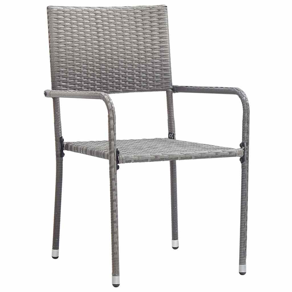 Garten Essgruppe mit Kissen 3 pcs Grau Poly-Rattan