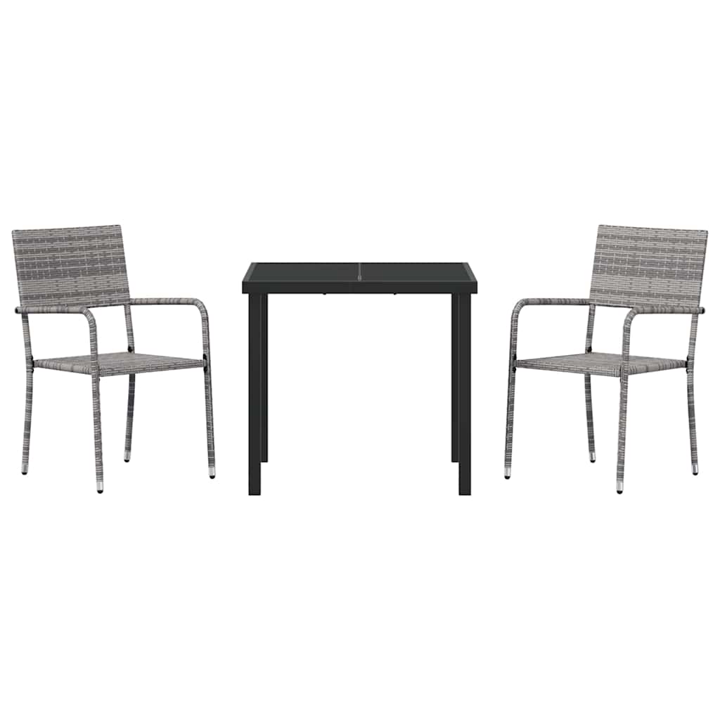 Garten Essgruppe mit Kissen 3 pcs Grau Poly-Rattan