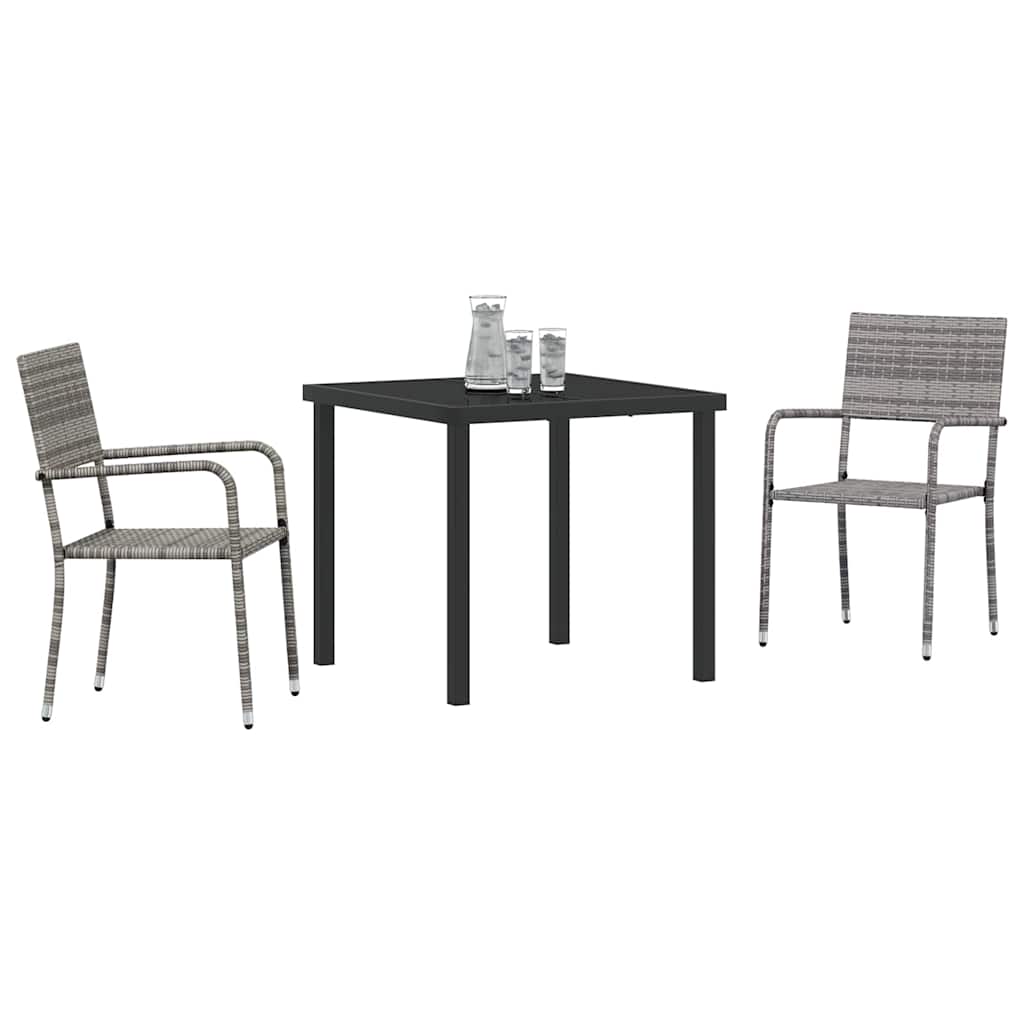 Garten Essgruppe mit Kissen 3 pcs Grau Poly-Rattan