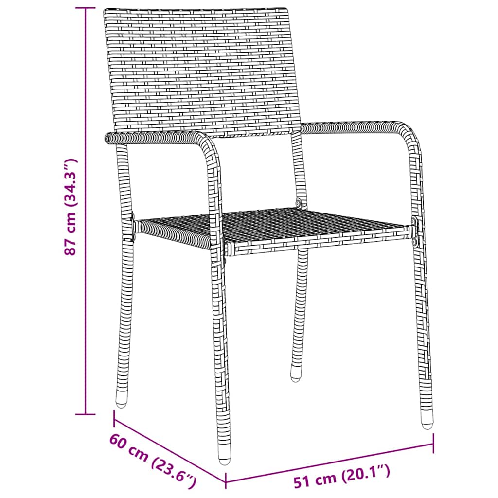 Garten Essgruppe mit Kissen 3 pcs Grau Poly-Rattan