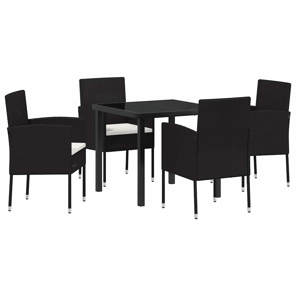 Garten Essgruppe mit Kissen 5 pcs Schwarz Poly-Rattan