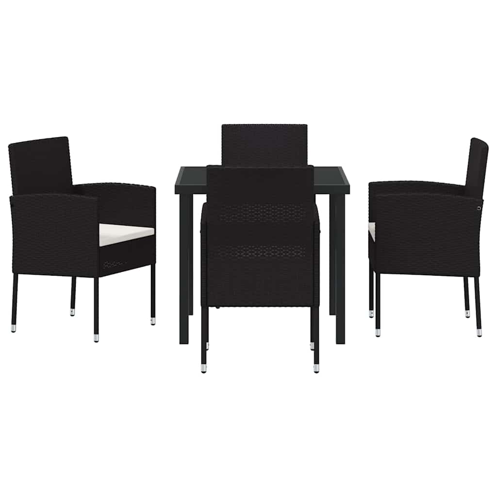 Garten Essgruppe mit Kissen 5 pcs Schwarz Poly-Rattan