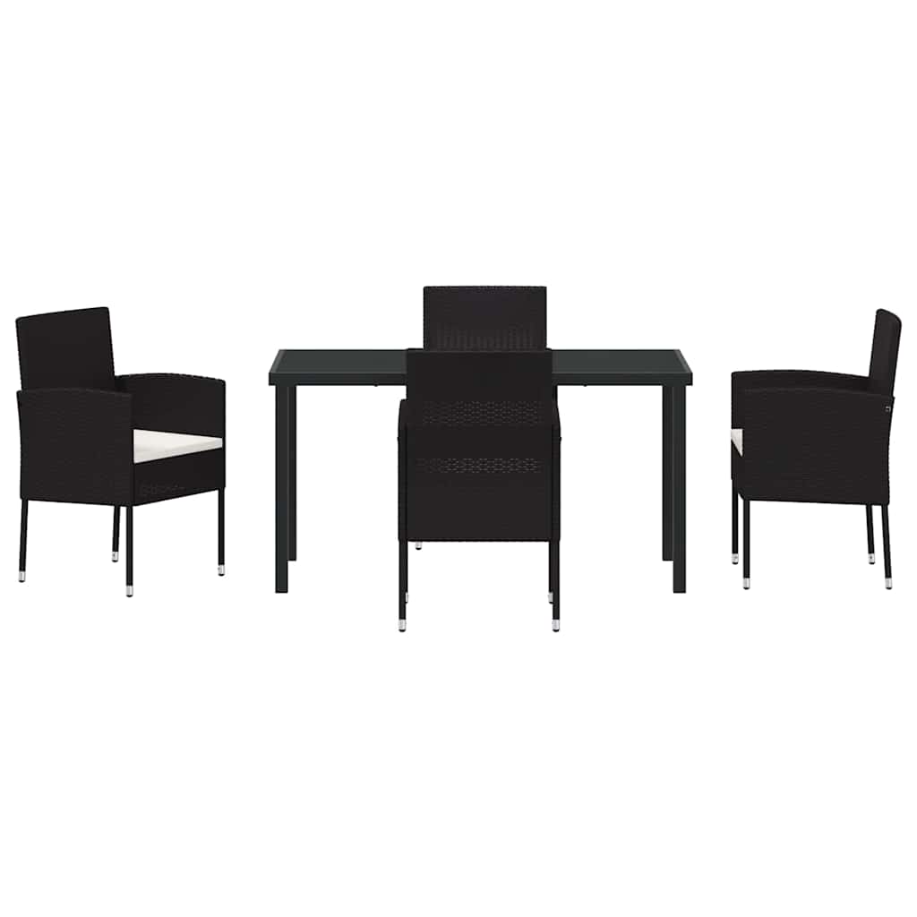Garten Essgruppe mit Kissen 5 pcs Schwarz Poly-Rattan
