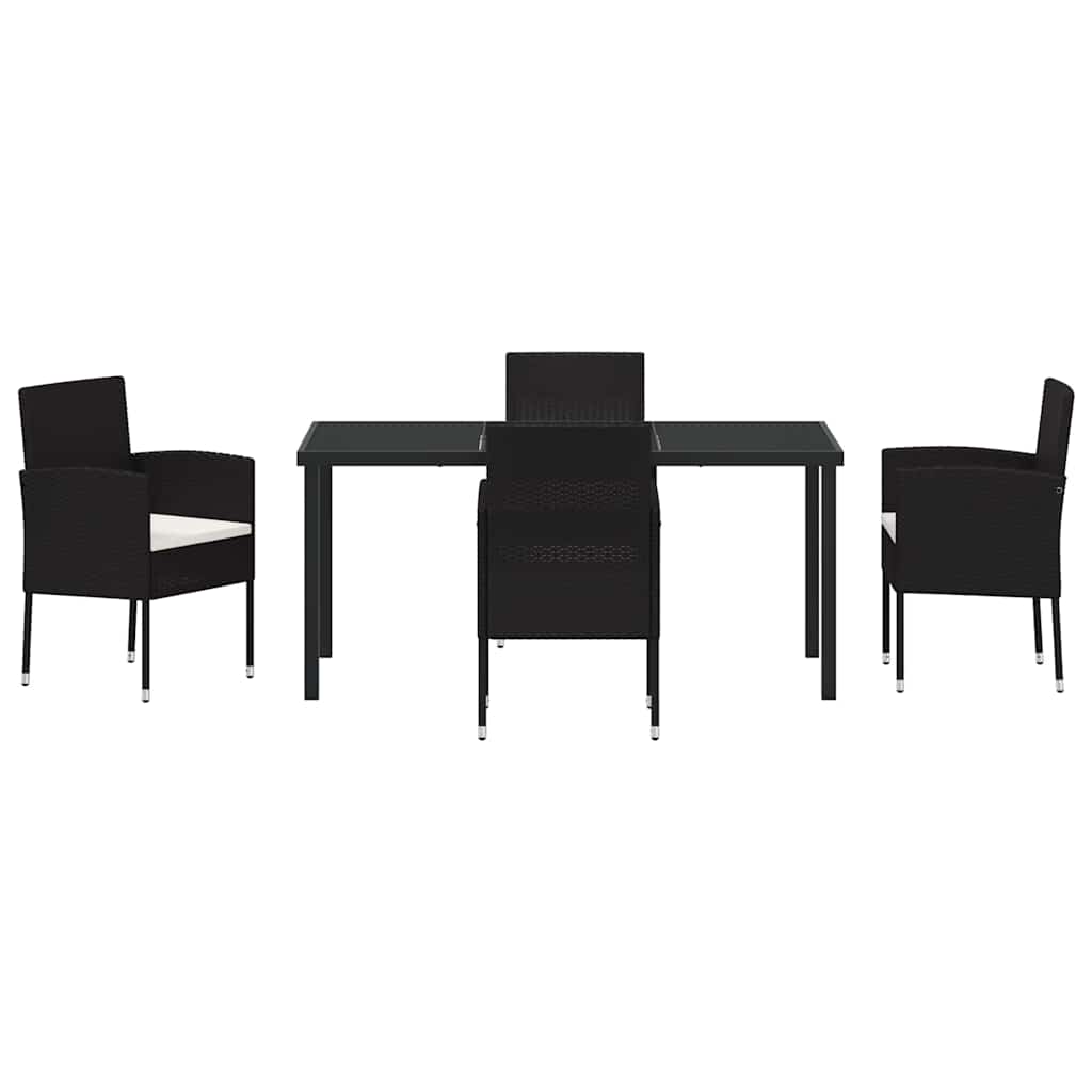Garten Essgruppe mit Kissen 5 pcs Schwarz Poly-Rattan