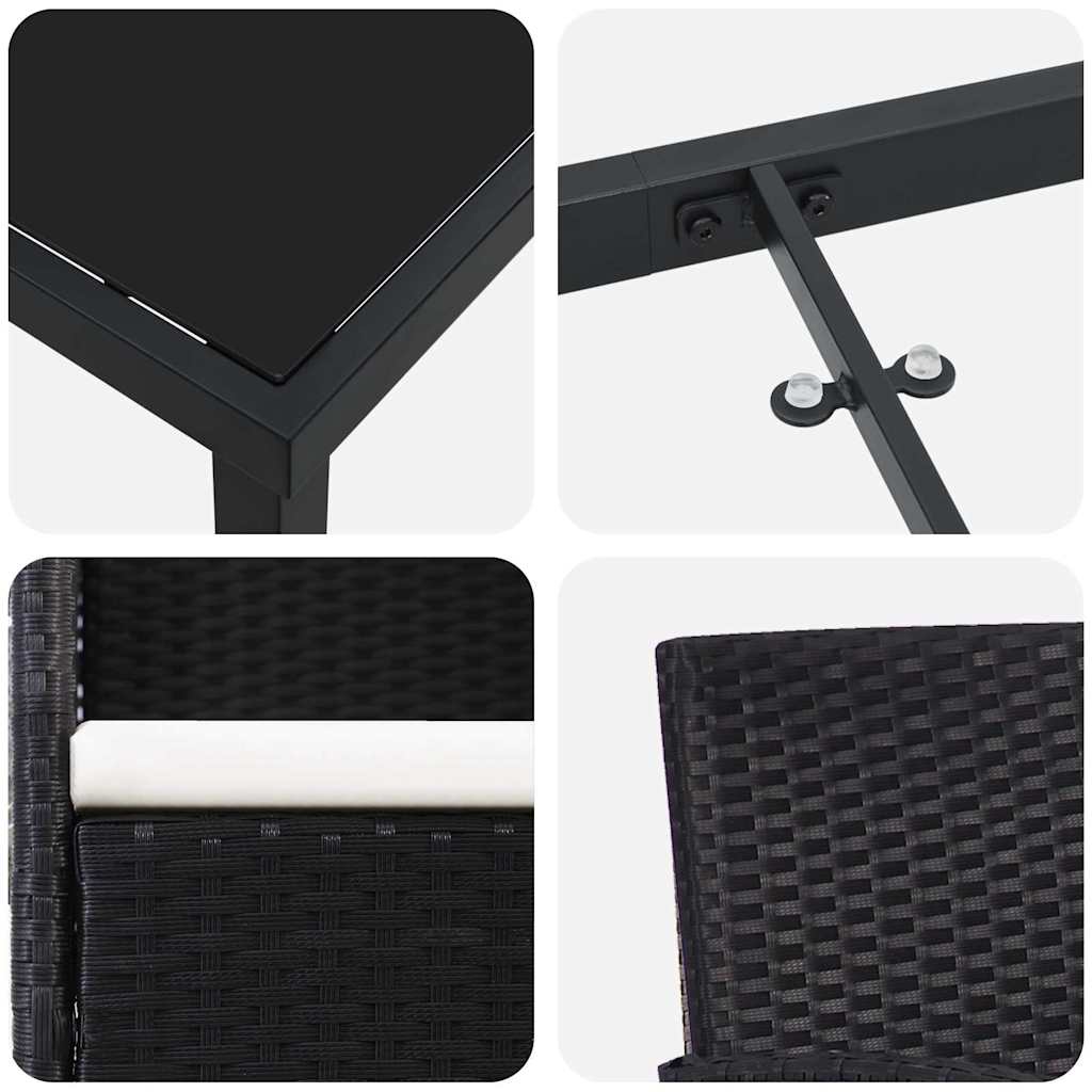 Garten Essgruppe mit Kissen 7 pcs Schwarz Poly-Rattan
