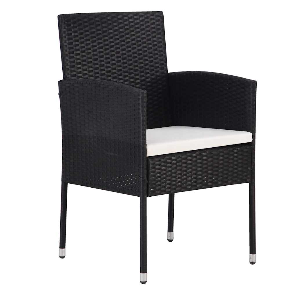 Garten Essgruppe mit Kissen 9 pcs Schwarz Poly-Rattan