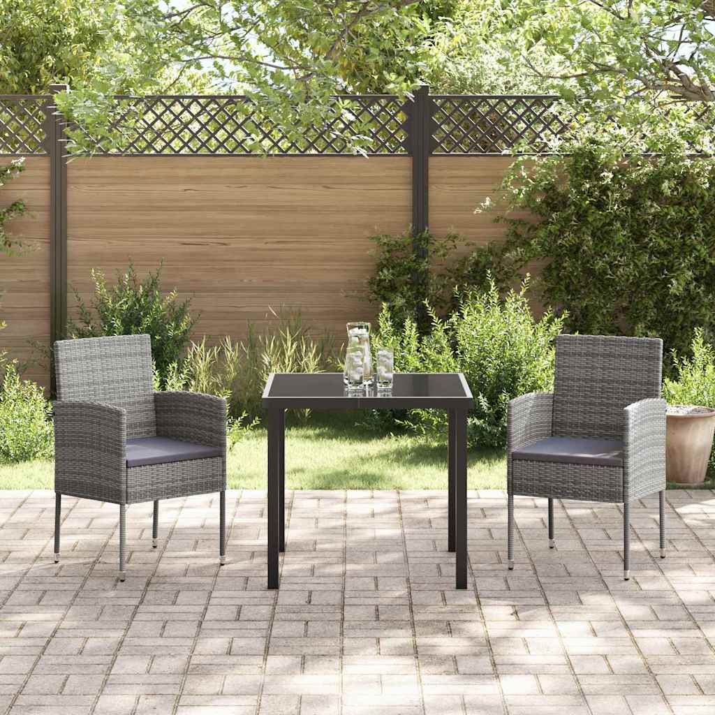 Garten Essgruppe mit Kissen 3 pcs Grau Poly-Rattan