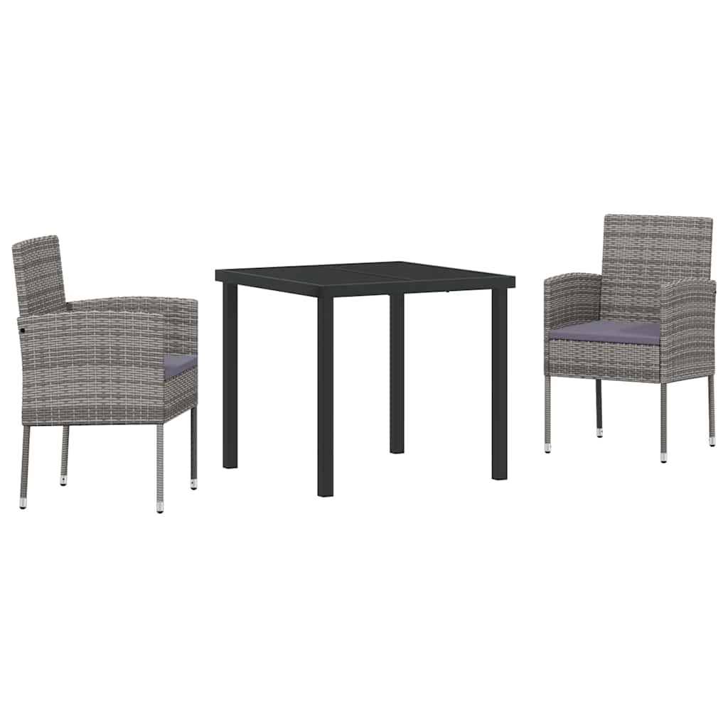 Garten Essgruppe mit Kissen 3 pcs Grau Poly-Rattan